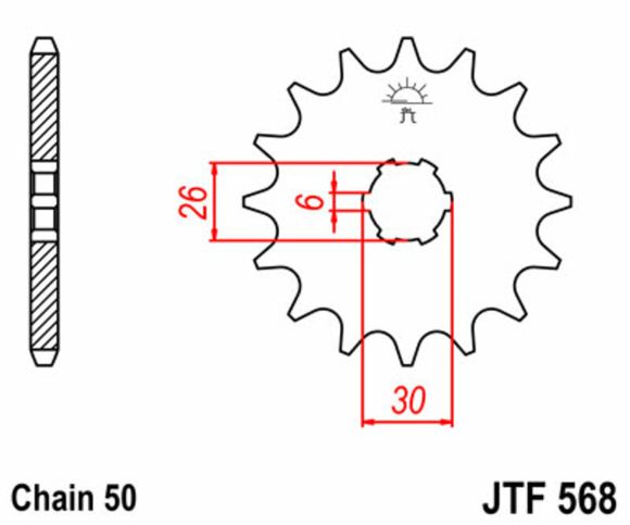 JT. Standard Steel Countershaft Sprocket 568 - 530Ref: Jtc01421A / 1077441002