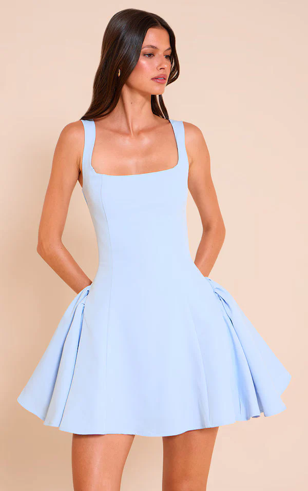 Lemon Woven Square Neck Shift Dress