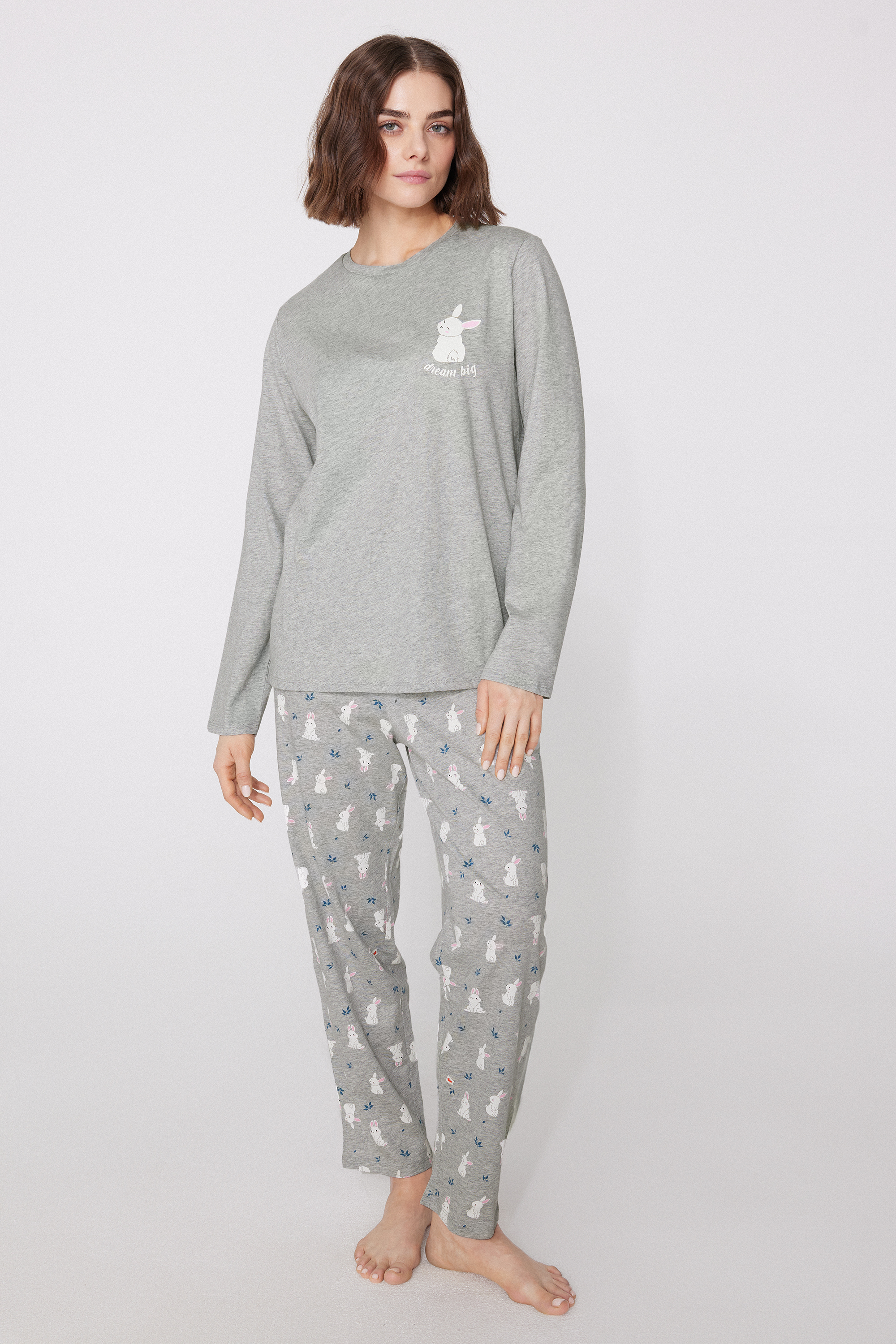 Bunny Print Long Cotton Pyjamas