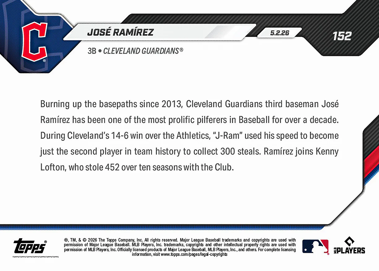 José Ramírez - 2026 MLB Topps NOW® - Card 152