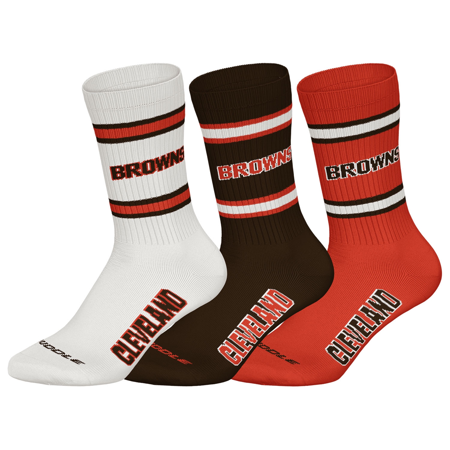Cleveland Browns Team Set NFL Crew Socks (3-Pack)