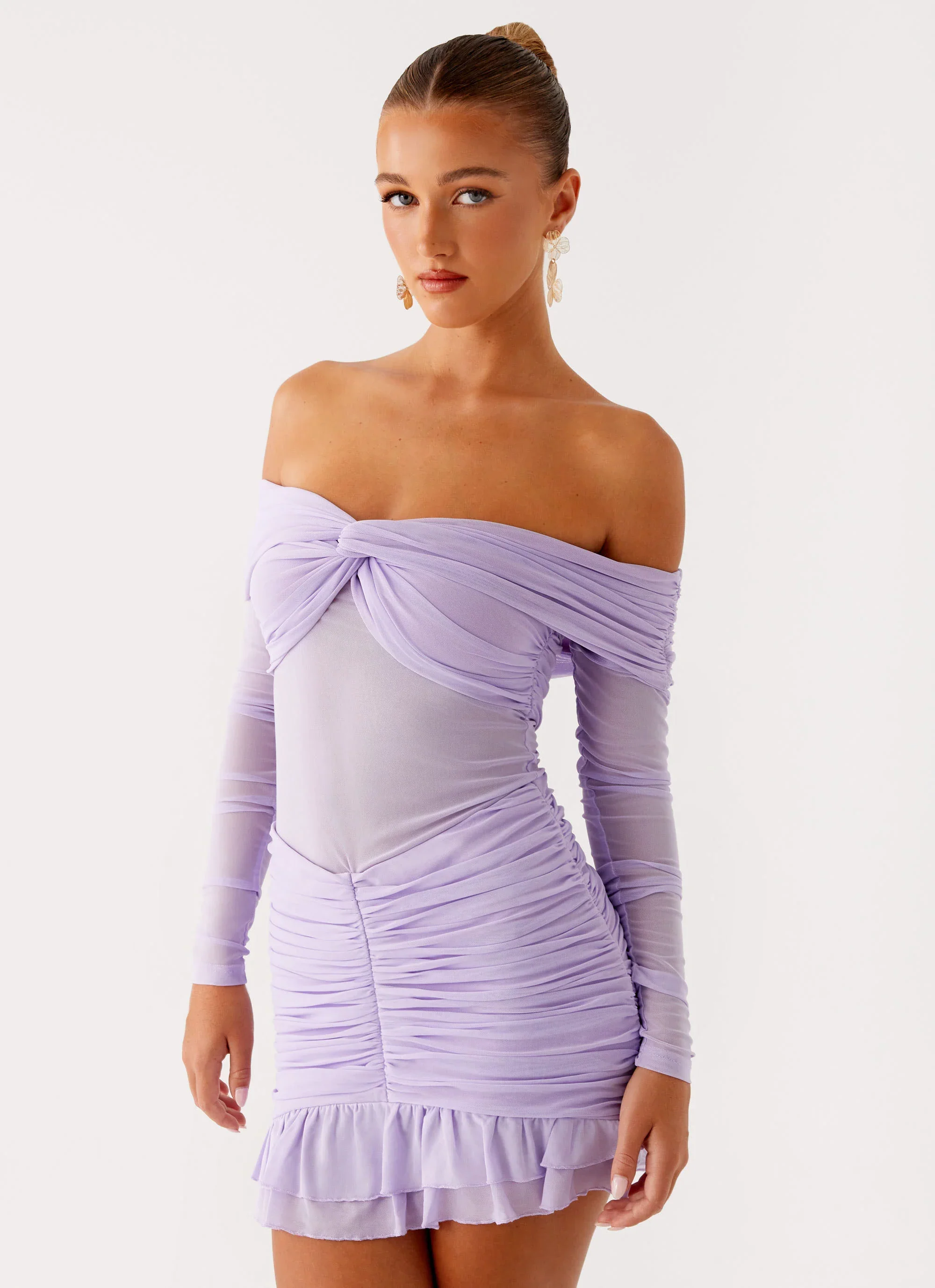 Tiff Long Sleeve Mini Dress - Lilac