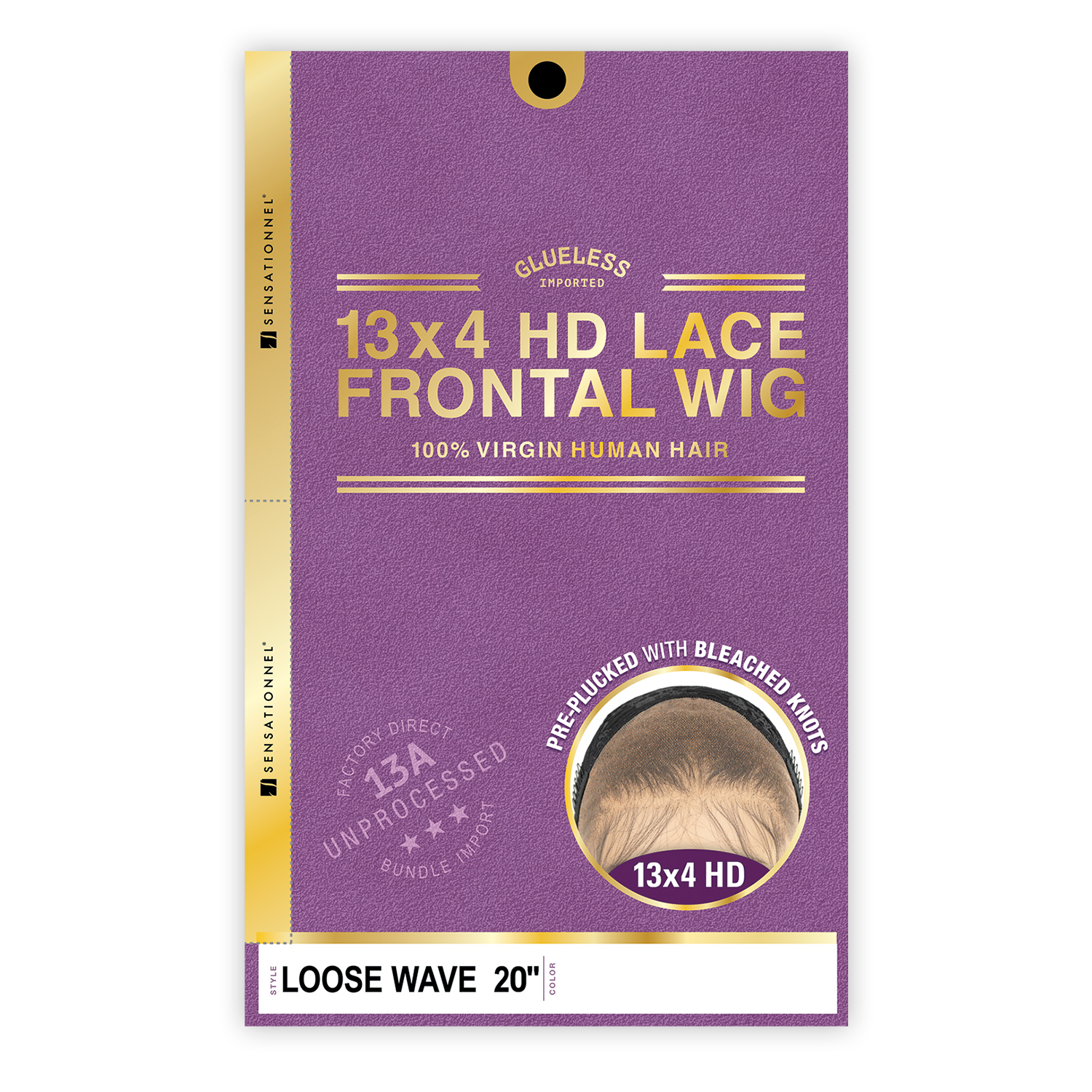 Sensationnel Unprocessed Virgin Human Hair 13X4 HD Lace Frontal Wig Glueless 13A Loose Wave 20