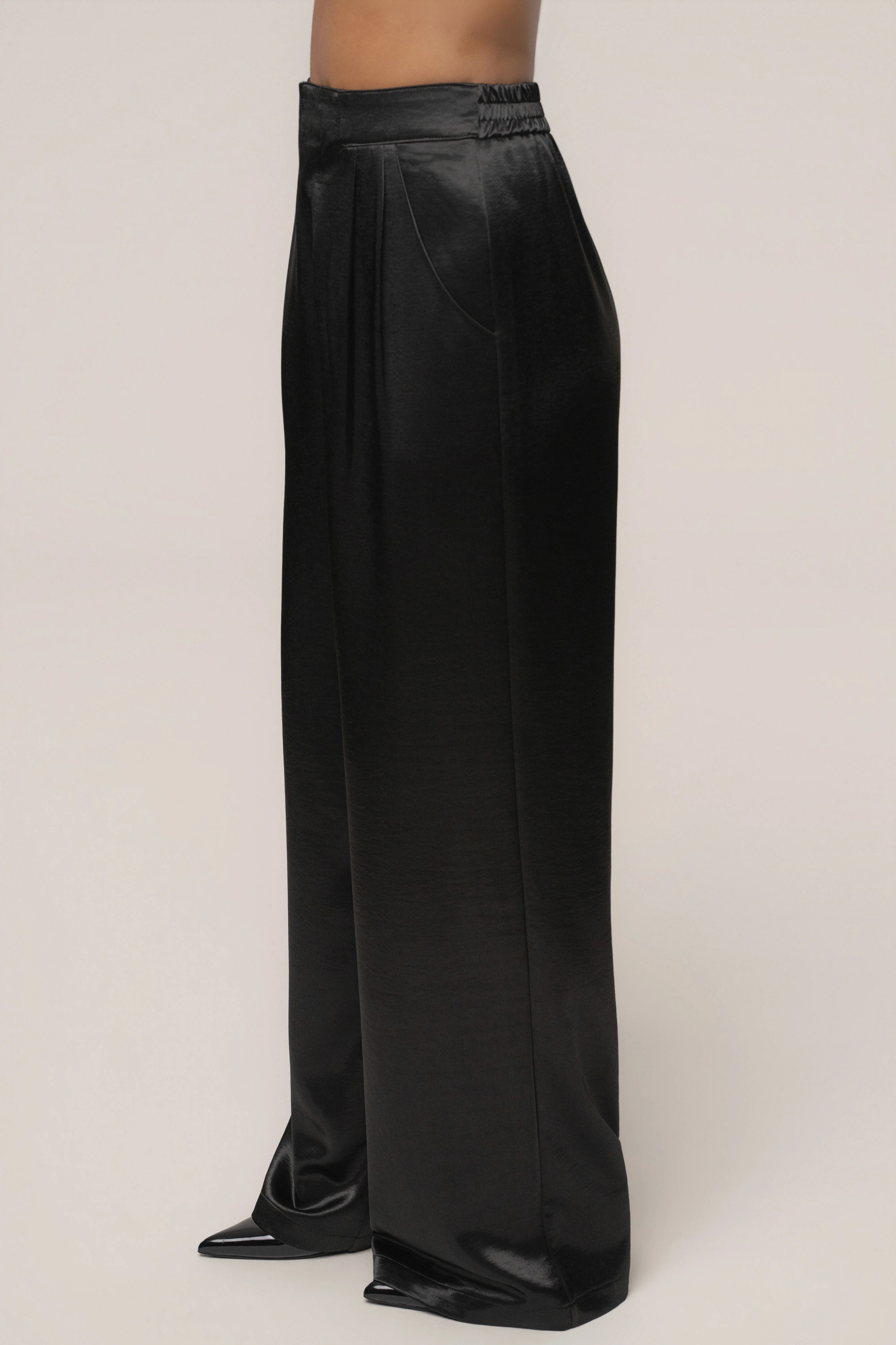 Black Thea Satin Pants