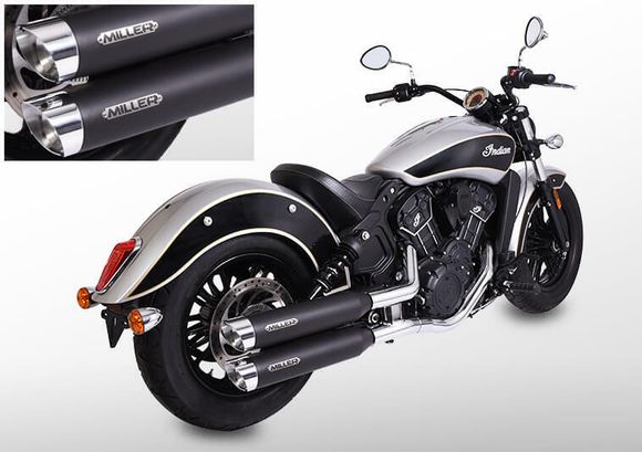 Miller Exhaust Black Silencer SlashCut Polished End CapRef: Mil01119A / In-Sct-Iii-X38.08