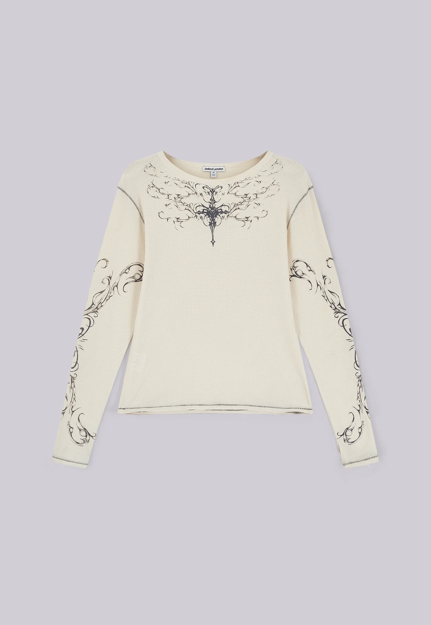 Ines Waffle White Long Sleeve Top