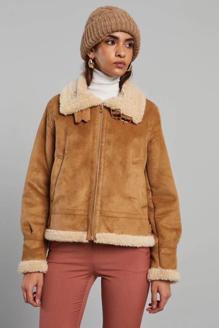 Turn-up beanie hat - BEIGE