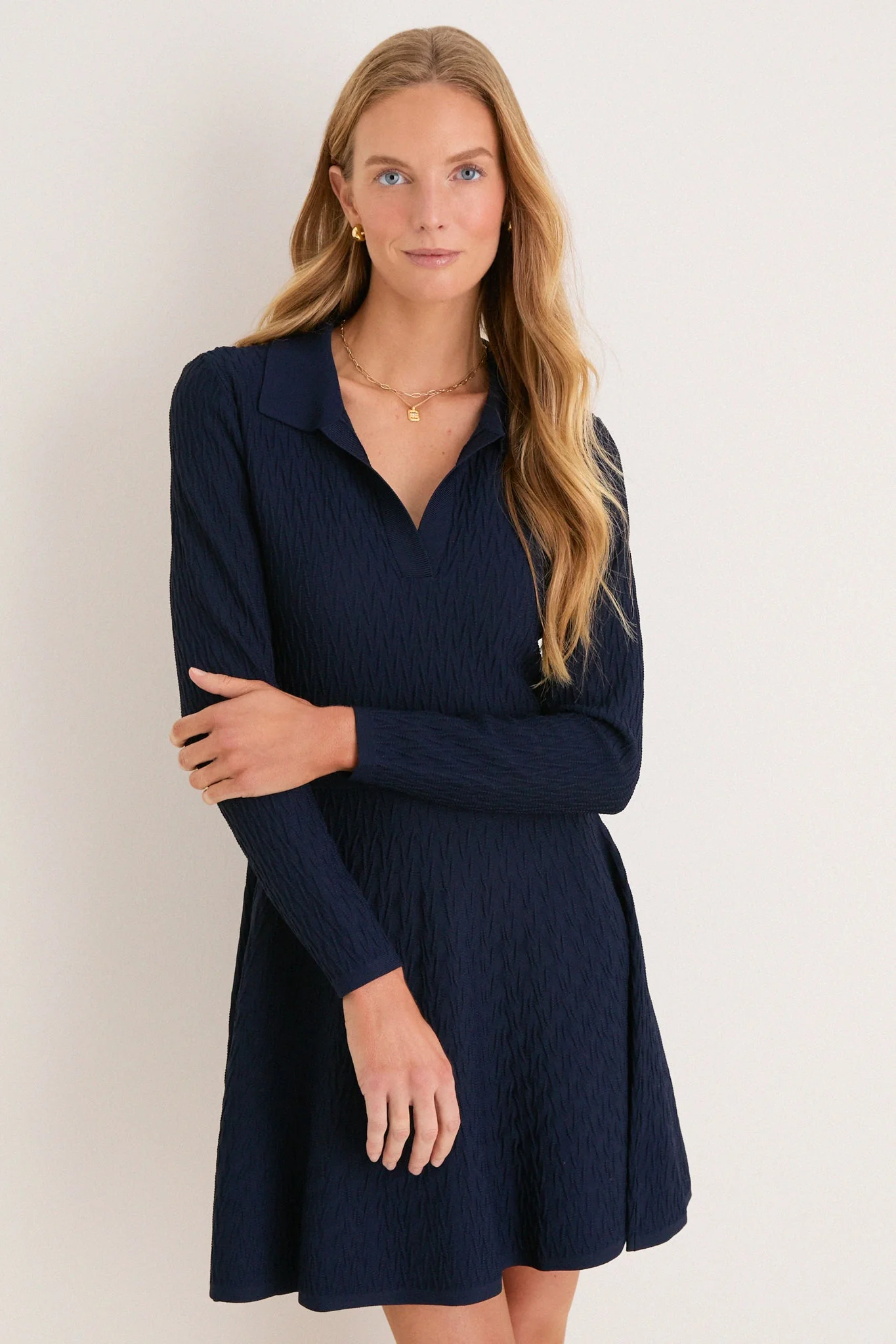 Navy Knit Jeanine Polo Dress