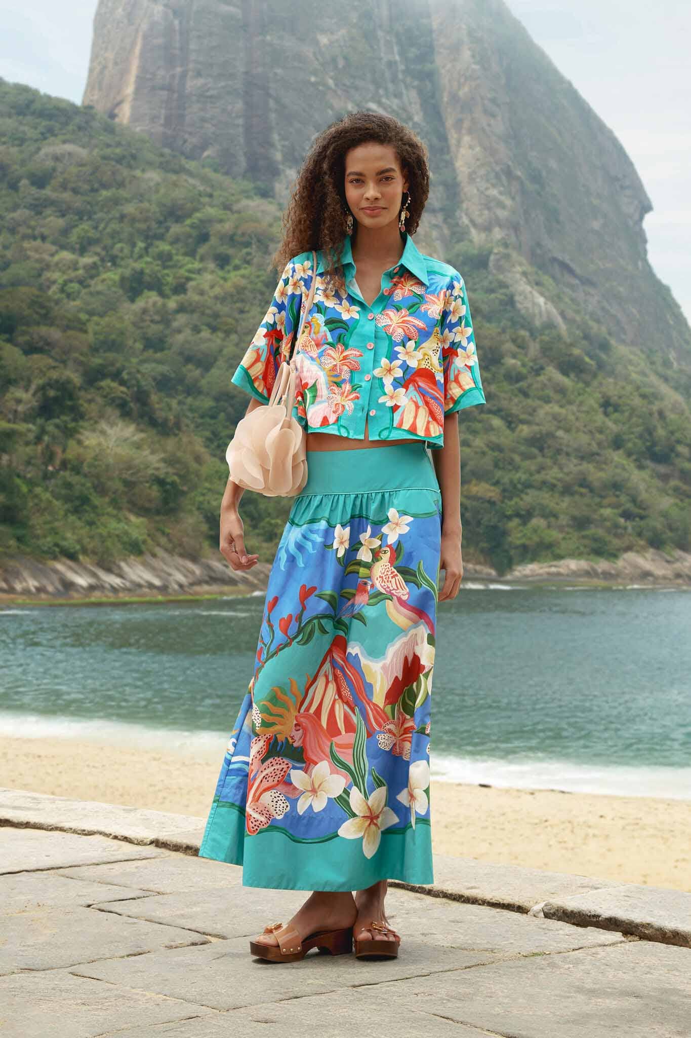 Multicolor Garden Of Life Pockets Midi Skirt