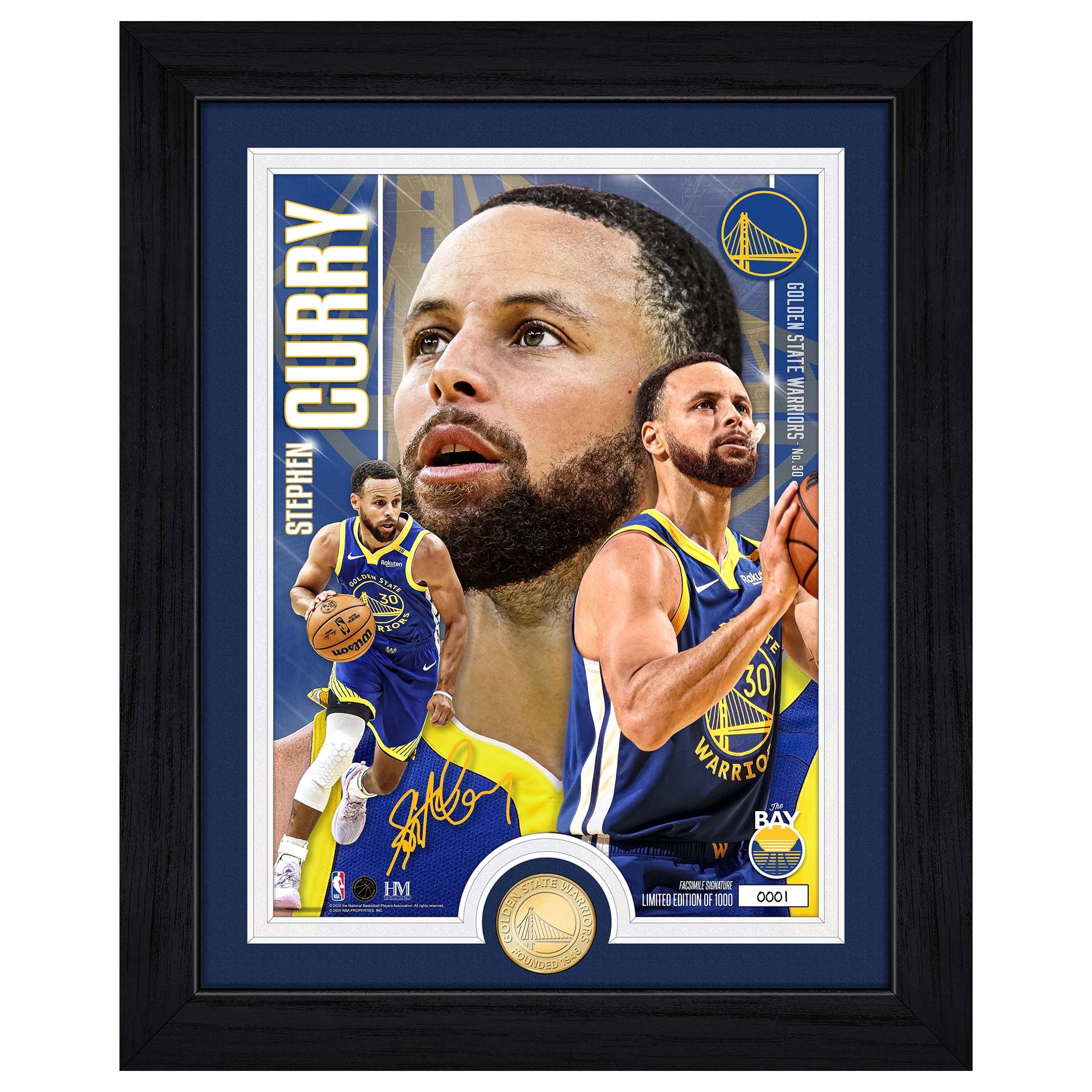Stephen Curry Golden State Warriors Artist Proof Bronze Coin NBA Photo Frame