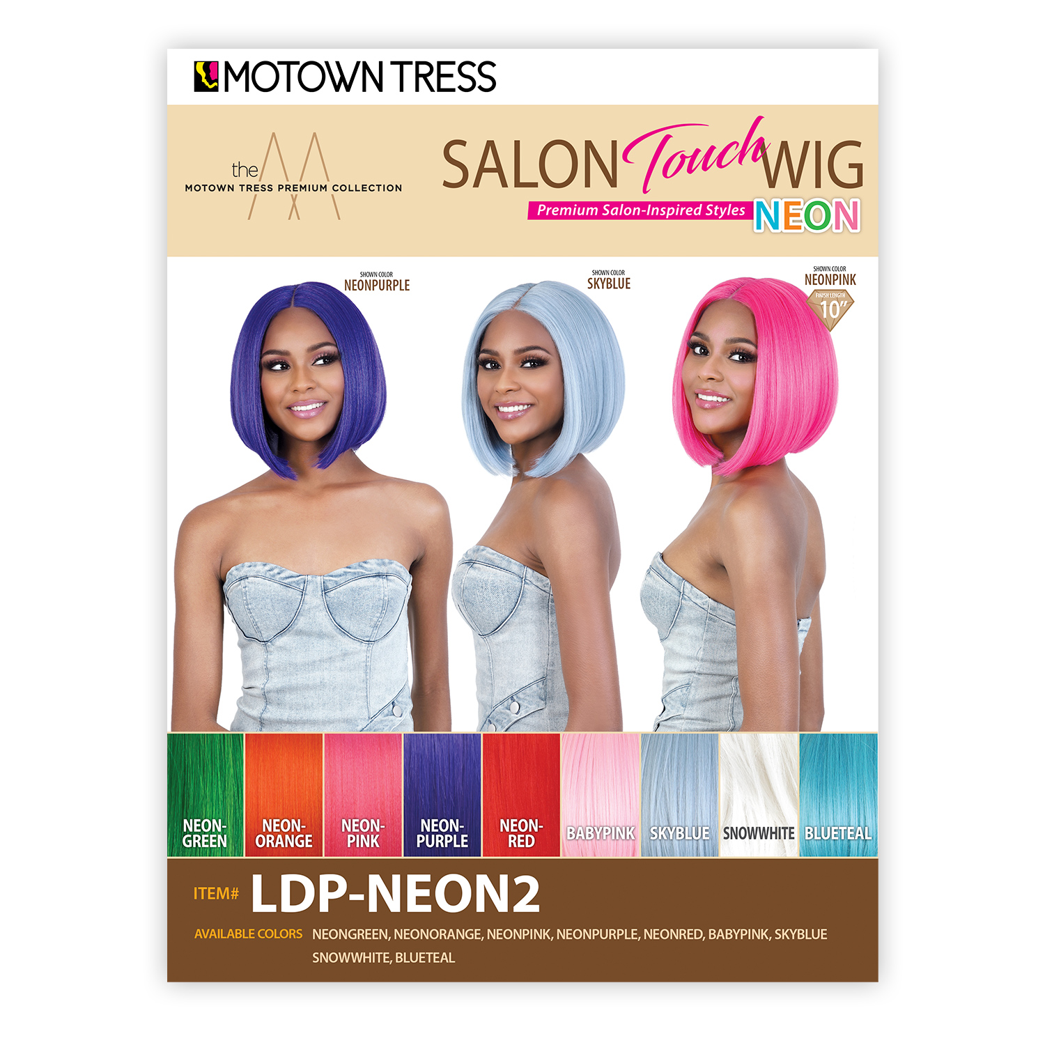 Motown Tress Synthetic Hair Lace Front Wig Neon Color Deep Part LDP-Neon2