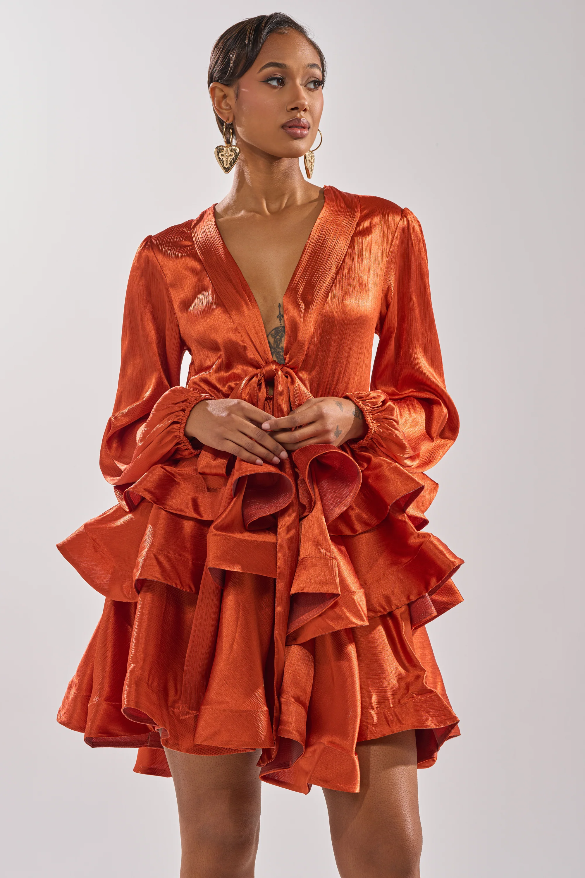 Ariana Satin Ruffled Mini Dress