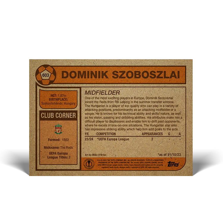 Topps UK - UCC Living Set Card #603 - Dominik Szoboszlai