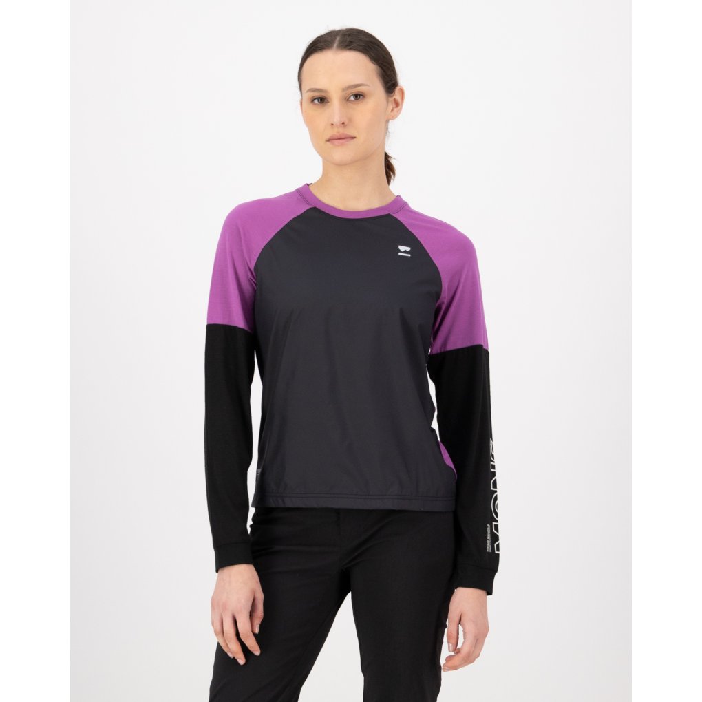 Mons Royale Tarn Merino Wind Bike Jersey Women - purple bolt / black