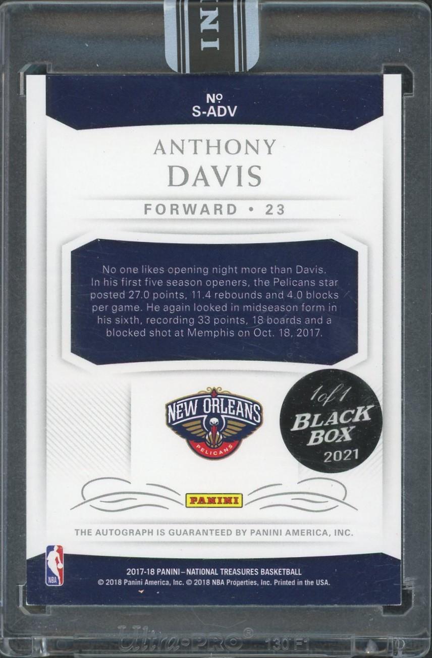 2017/18 Panini National Treasures Anthony Davis Auto Black Box 1/1