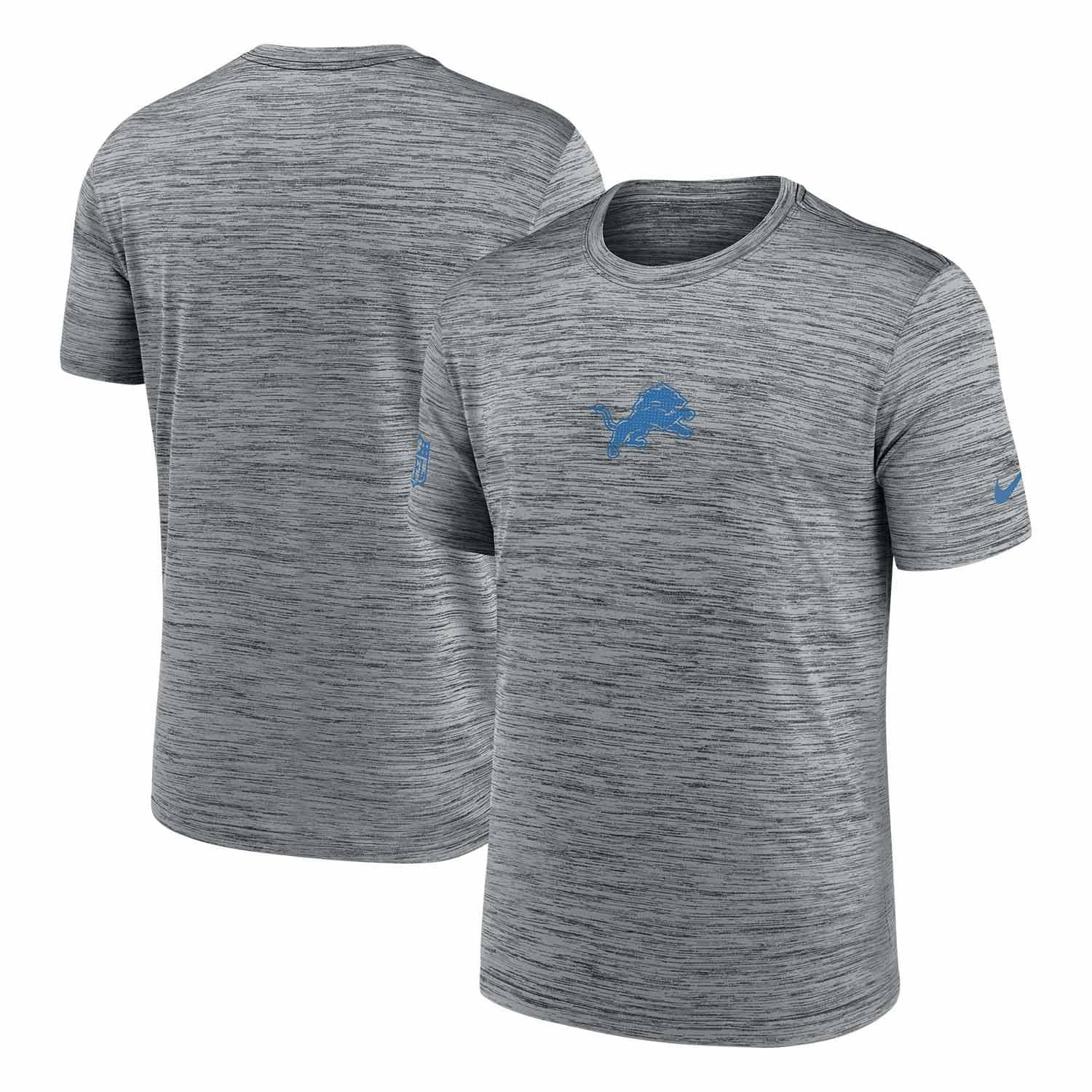Detroit Lions 2025 NFL Sideline Nike Velocity Performance T-Shirt Gray