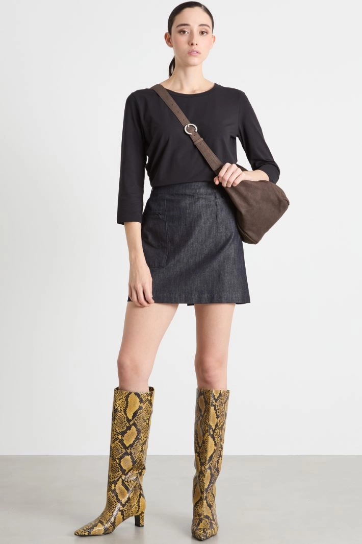 Three-quarter-sleeve jersey T-shirt - BLACK