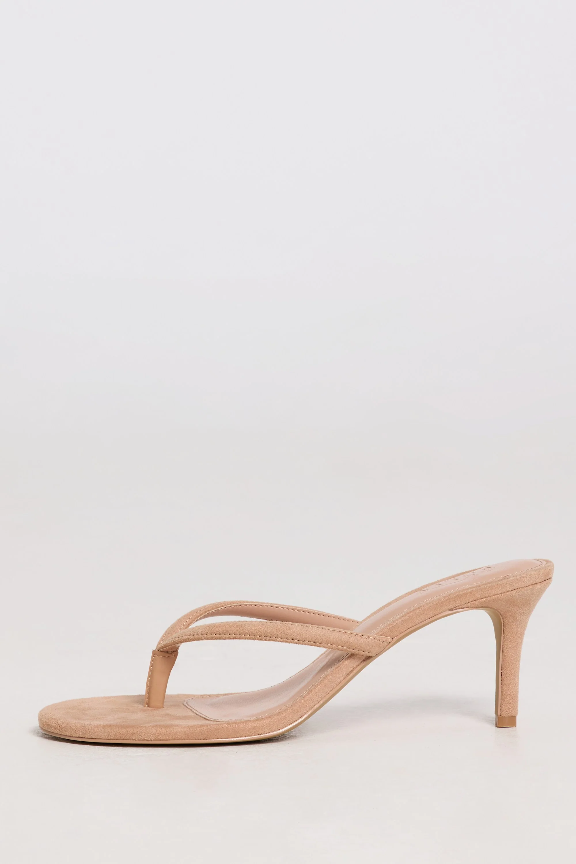 Heeled Thong Sandals in Soft Tan