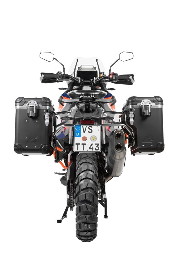 Touratech ZEGA Evo X suitcase With 38/38 offset - Black support included - Black anodizedRef: Trt01676A / 01-373-6867-0