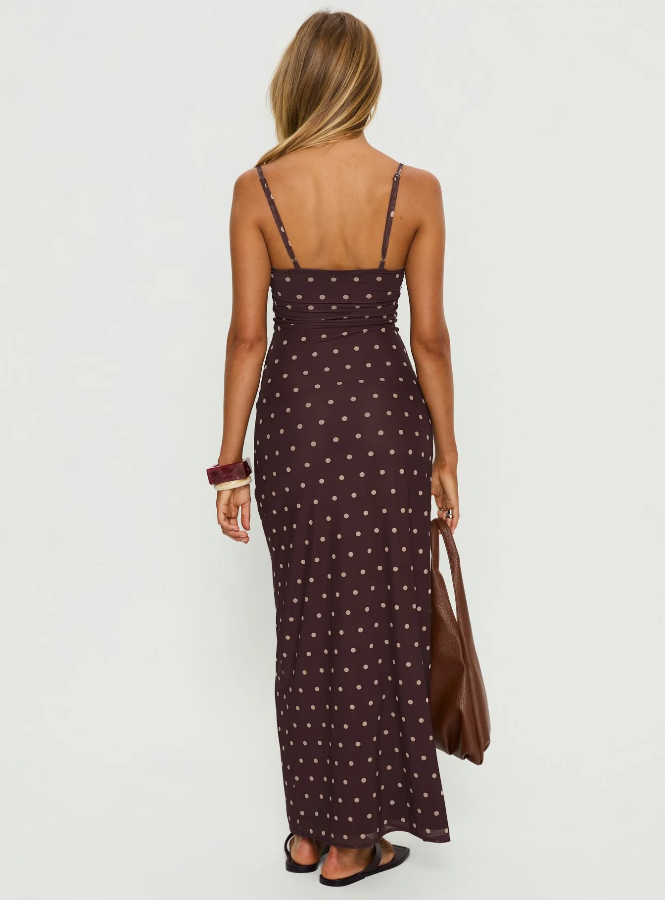 Glass Half Full Mesh Maxi Dress Plum / Pink Polka Dot