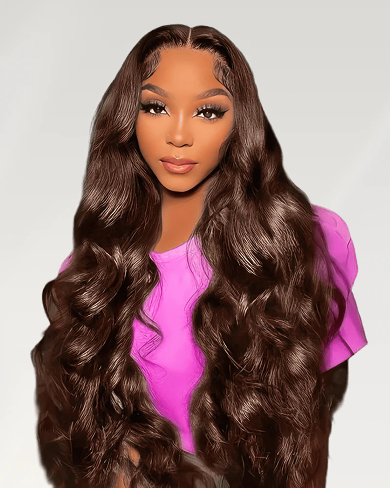 Ophirawig 13x4 Frontal Lace & 6x5 Invisible Knots Glueless Chocolate Brown Body Wave/Silky Straight Wig Invisible Knots Realistic Hairline