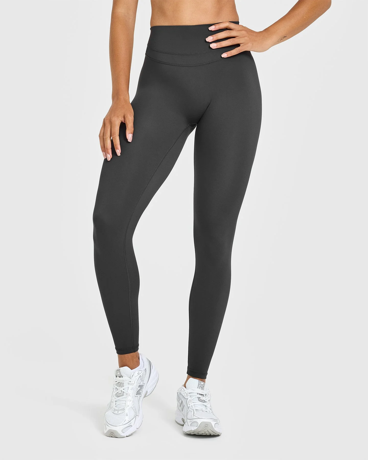 UnifiedMove™ High Waisted Leggings White Logo | Coal