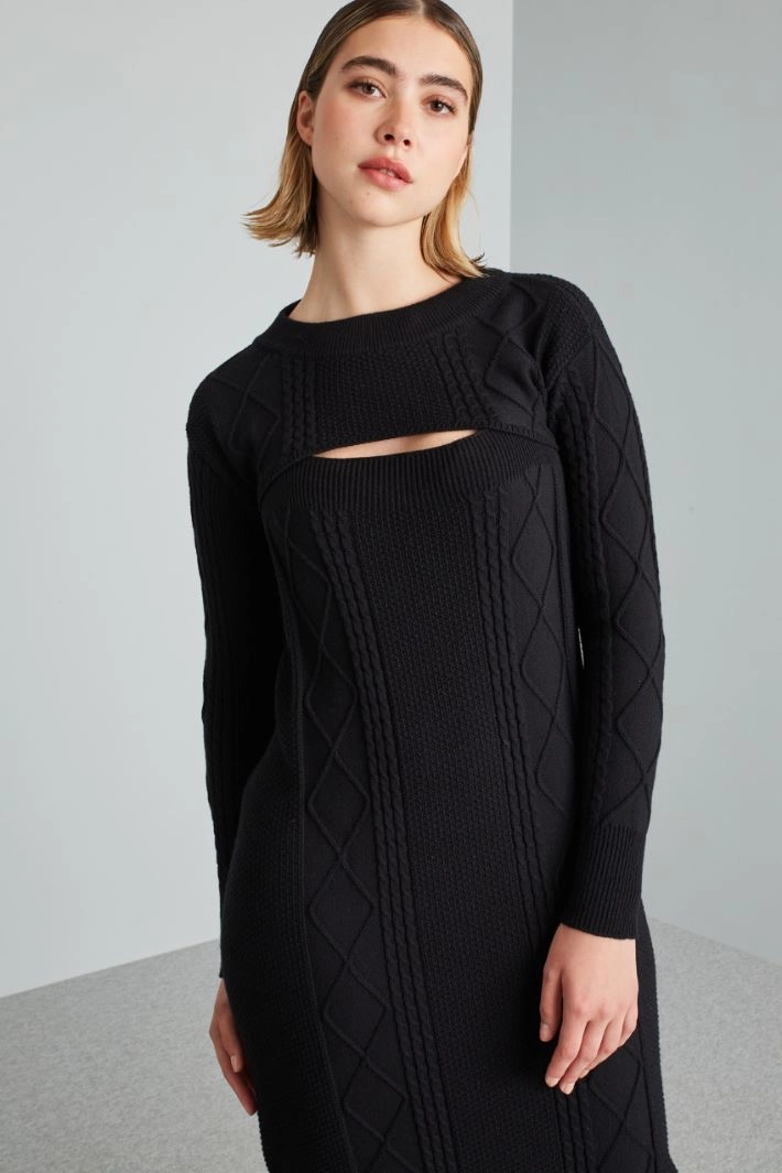 Two piece dress with shrug - BLACK