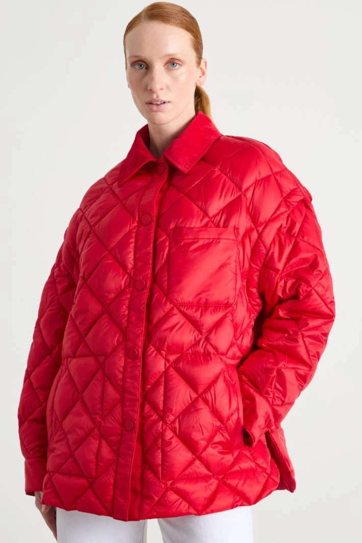 Oversized Quilted Jacket - RED