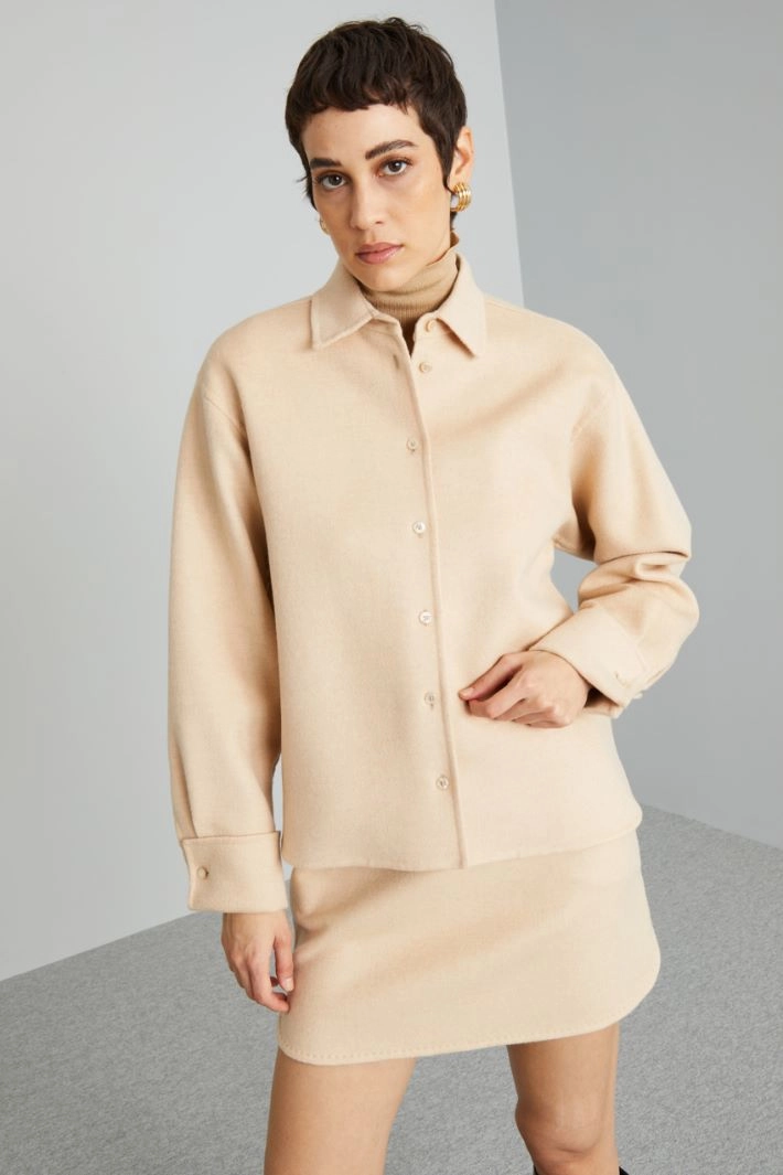 Camel shirt jacket - BEIGE