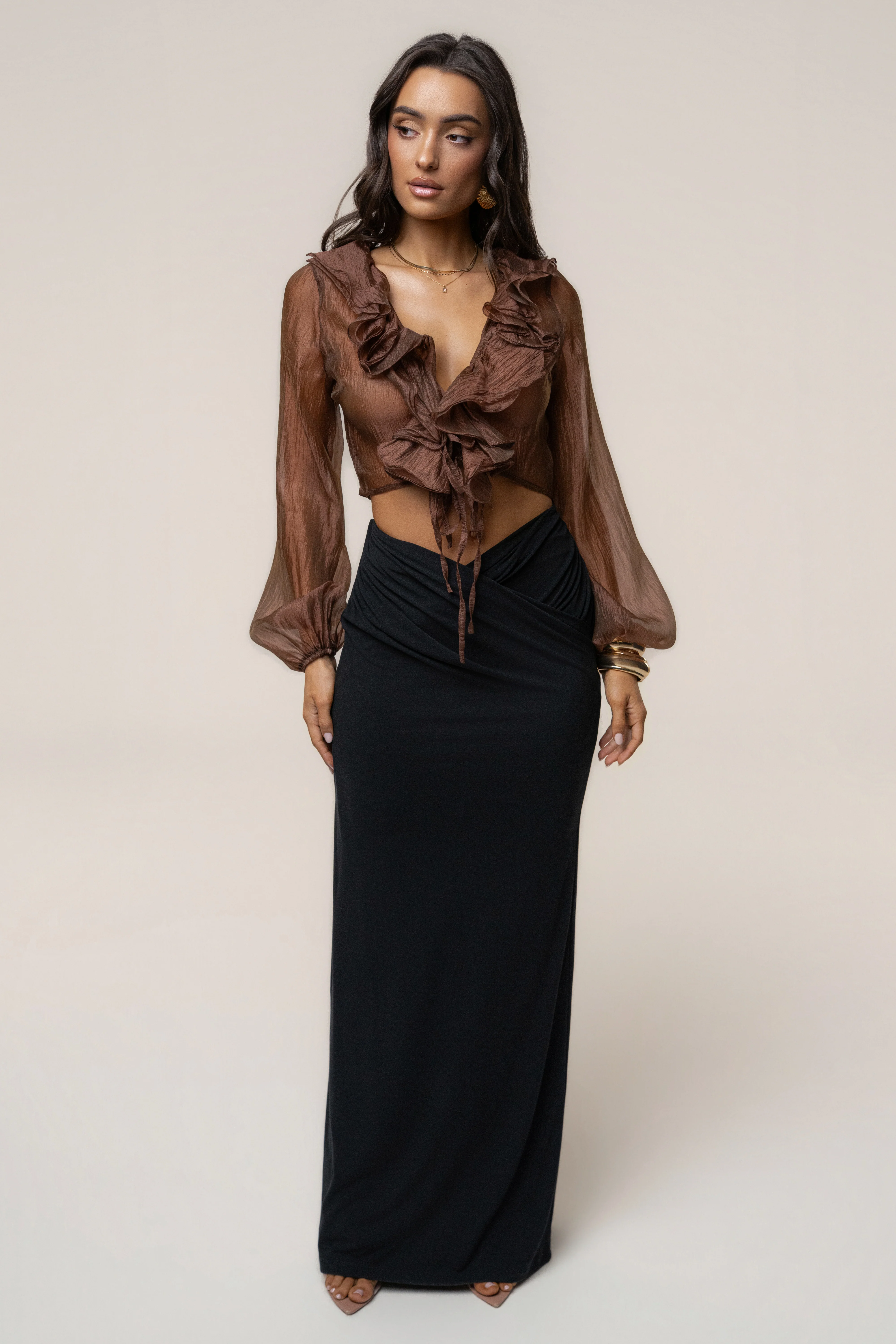 Bronze Delilah Ruffled Top
