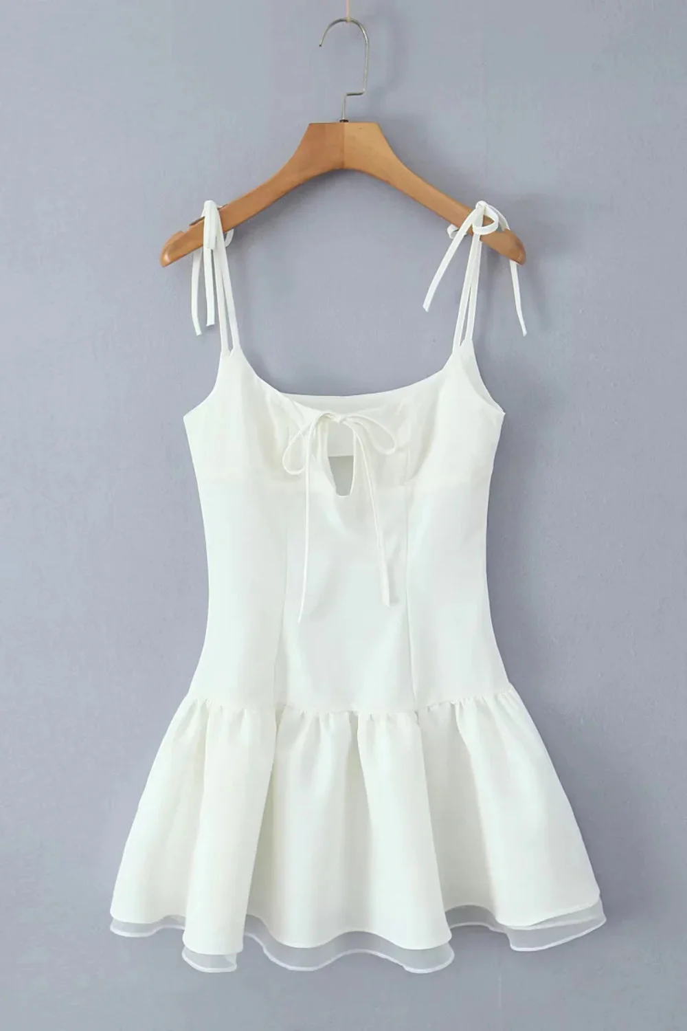 Bow Spaghetti Strap Hollow-out Short Dress