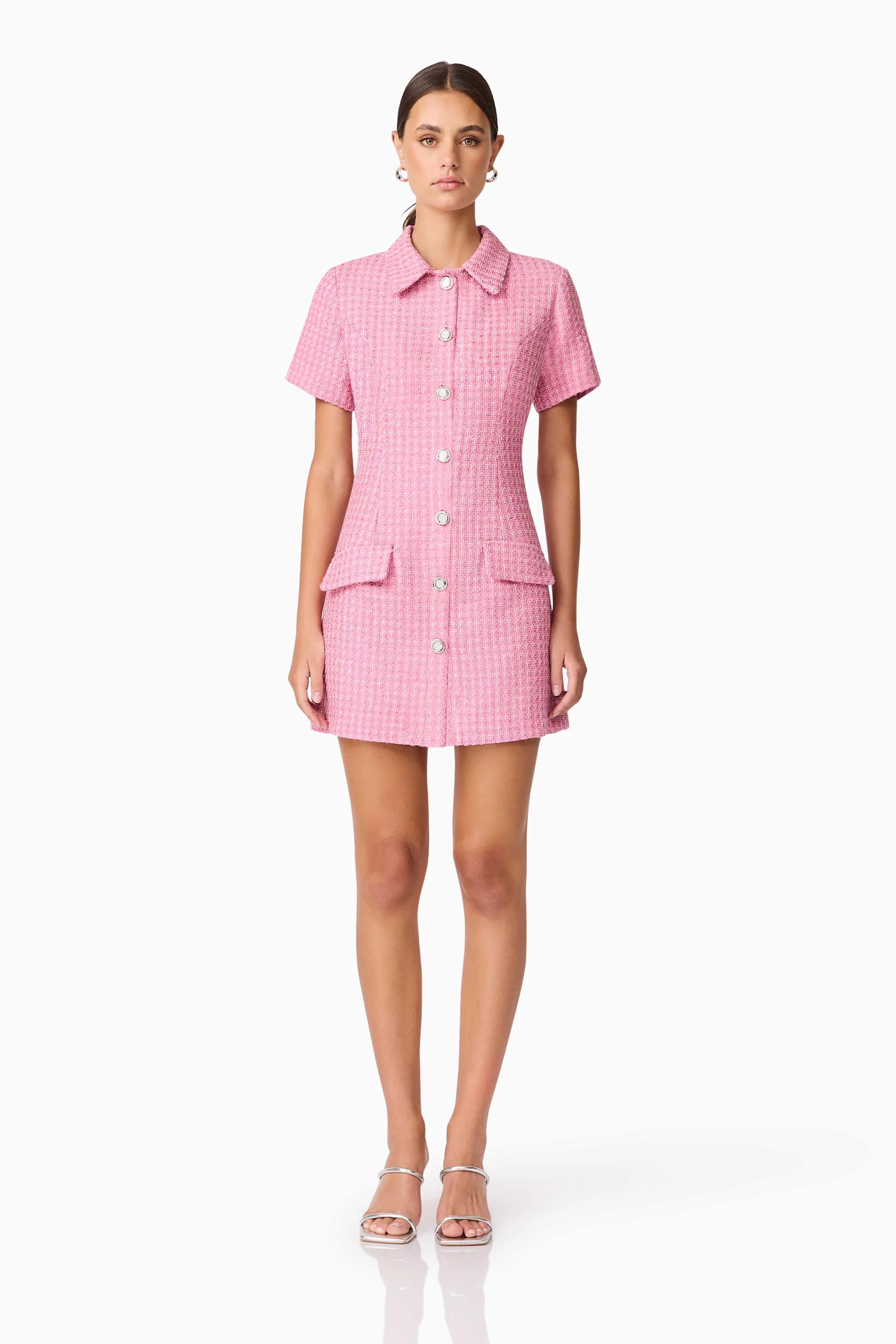 Alia Short Sleeve Mini Dress in Pink