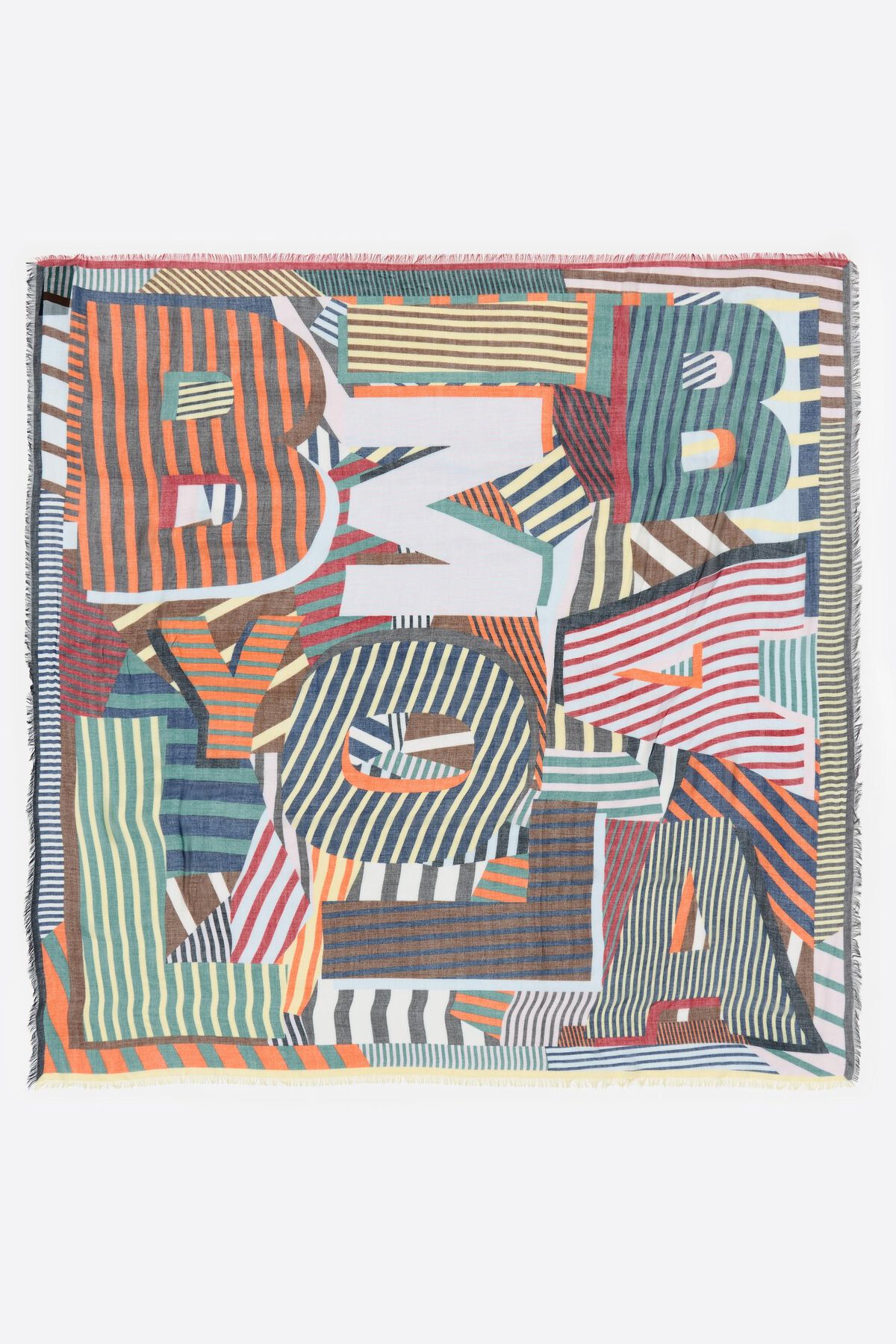 Aquamarine geometric XL logo shawl