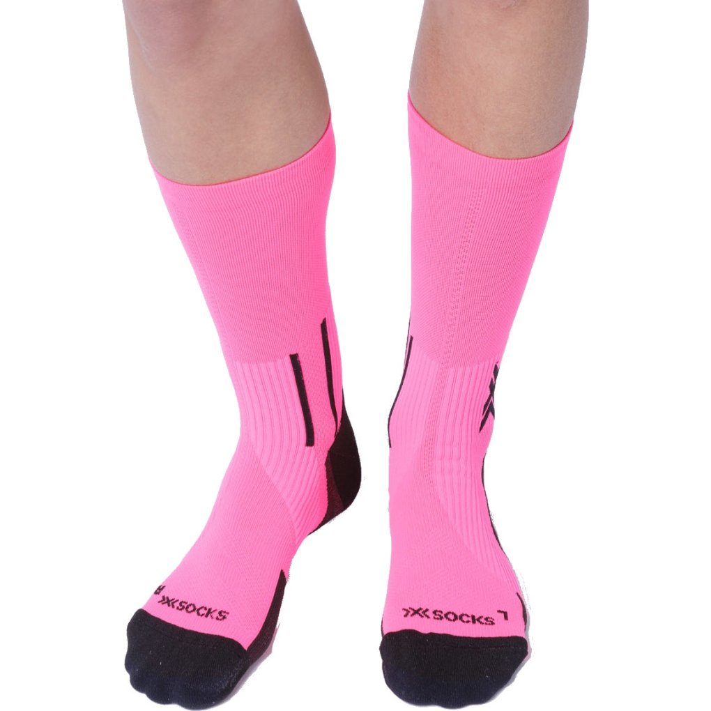X-Socks Run Perform Crew Socks - fluo pink/x black