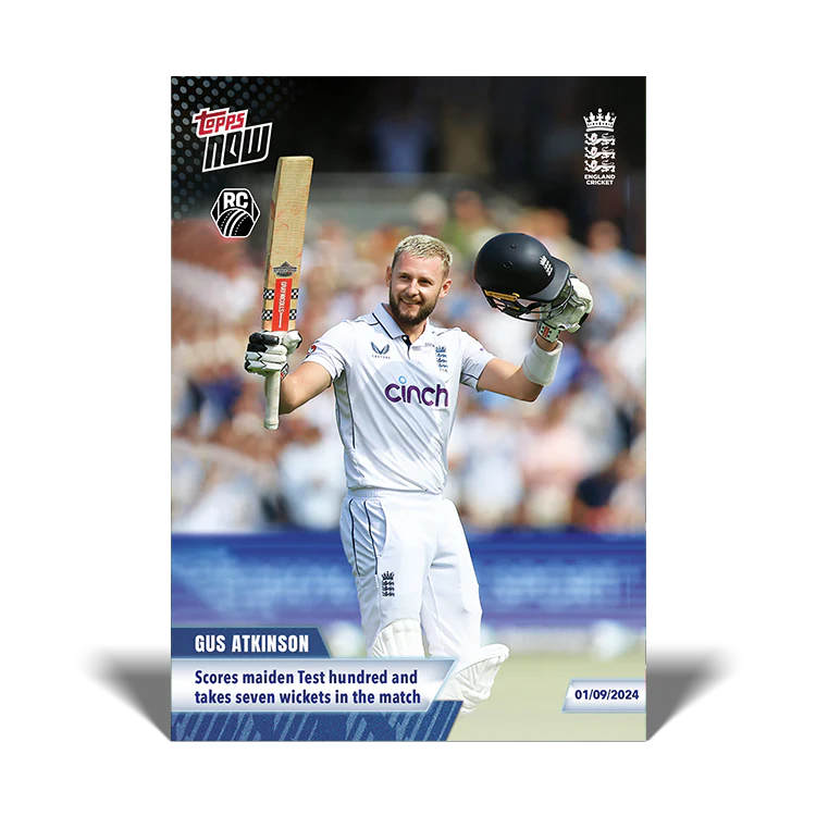 Gus Atkinson - Scores maiden Test hundred and takes seven wickets in the match - 23/24 ECB TOPPS NOW® Card 21