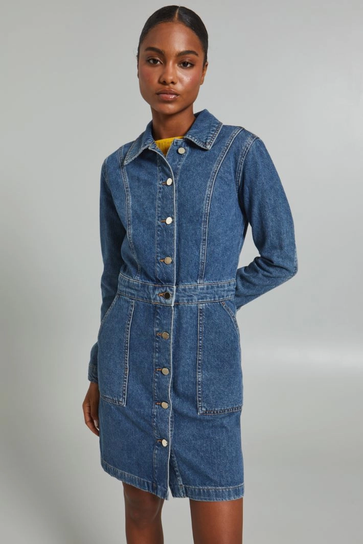 Denim shirt dress - BLUE