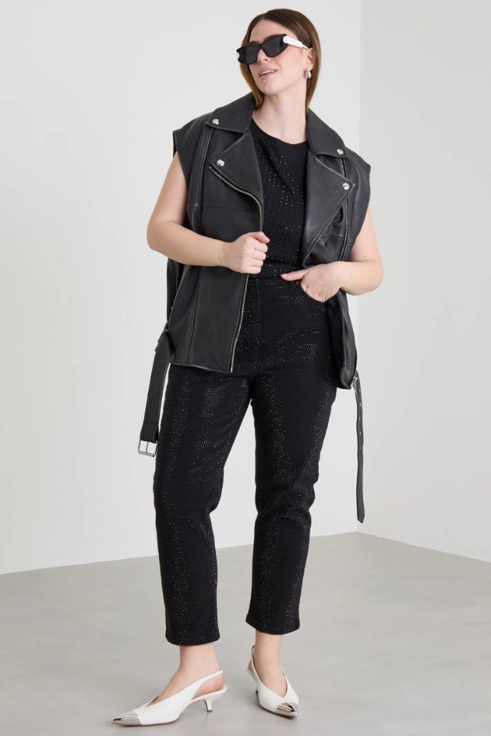 Jeans with rhinestones - BLACK