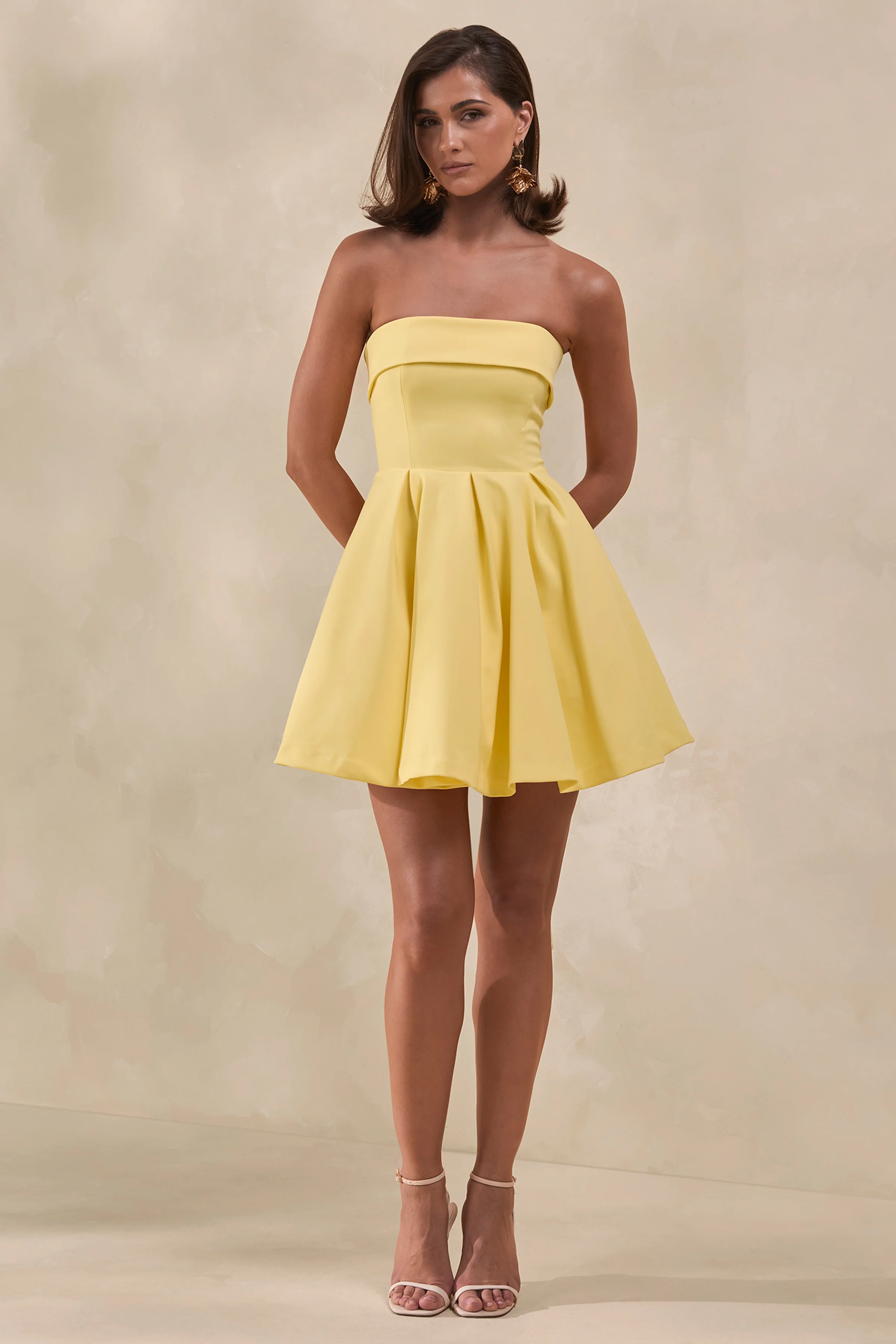 Bruna | Lemon Bandeau Skater Mini Dress