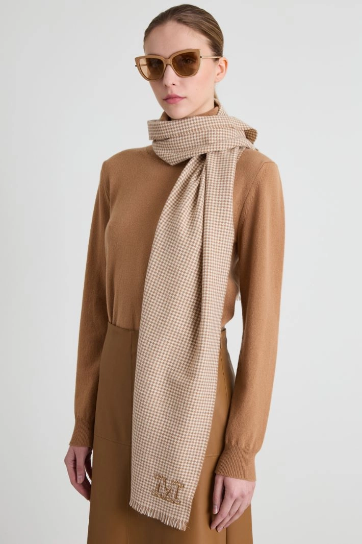 Houndstooth cashmere stole - BEIGE