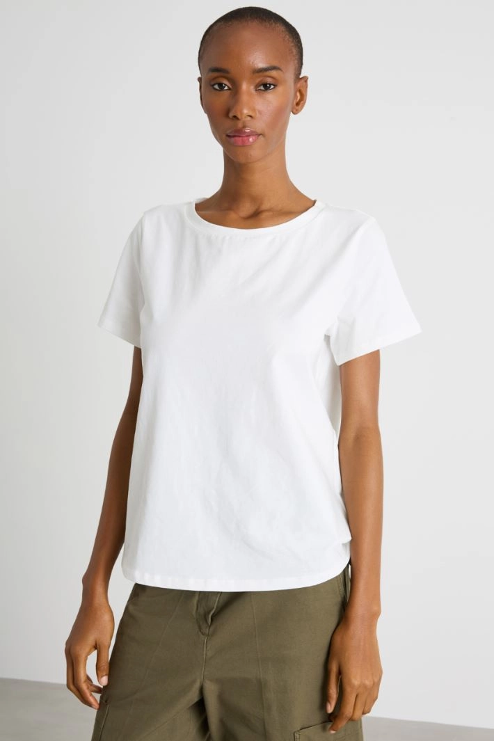 Crew-neck jersey T-shirt - WHITE