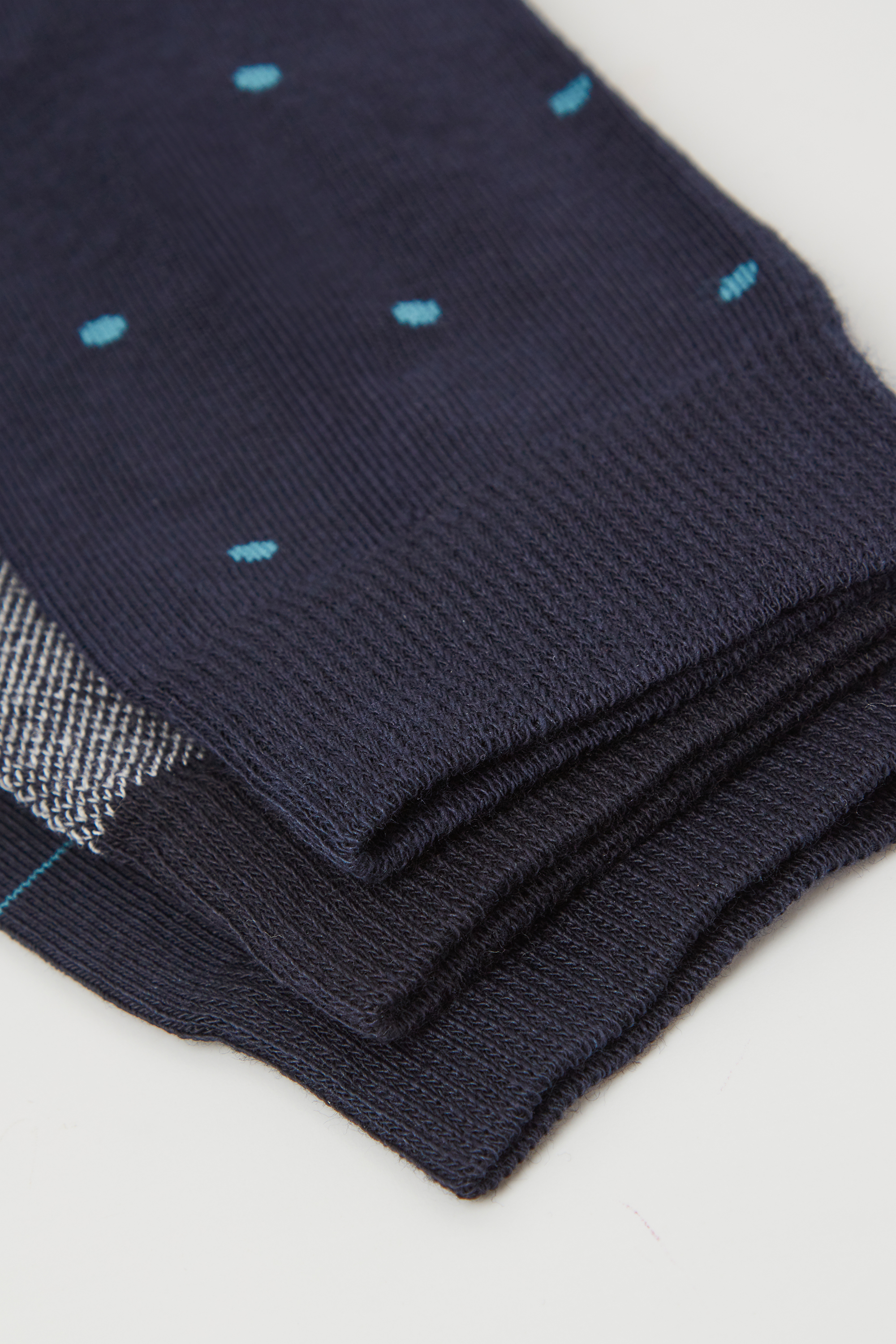 Three Pairs of Men's Short Patterned Hemless Cotton Socks