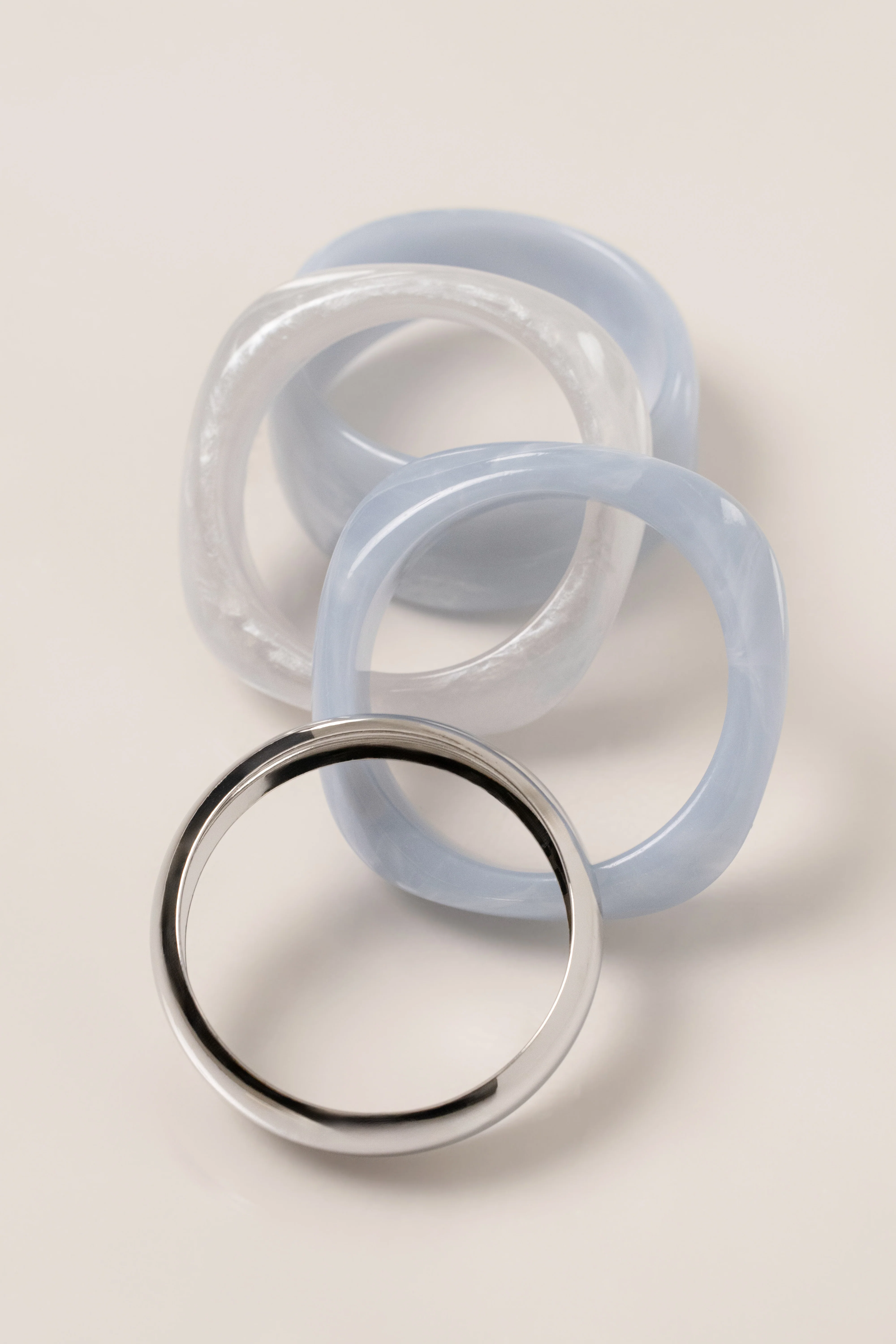 Blue Marbled Resin Bangle Set