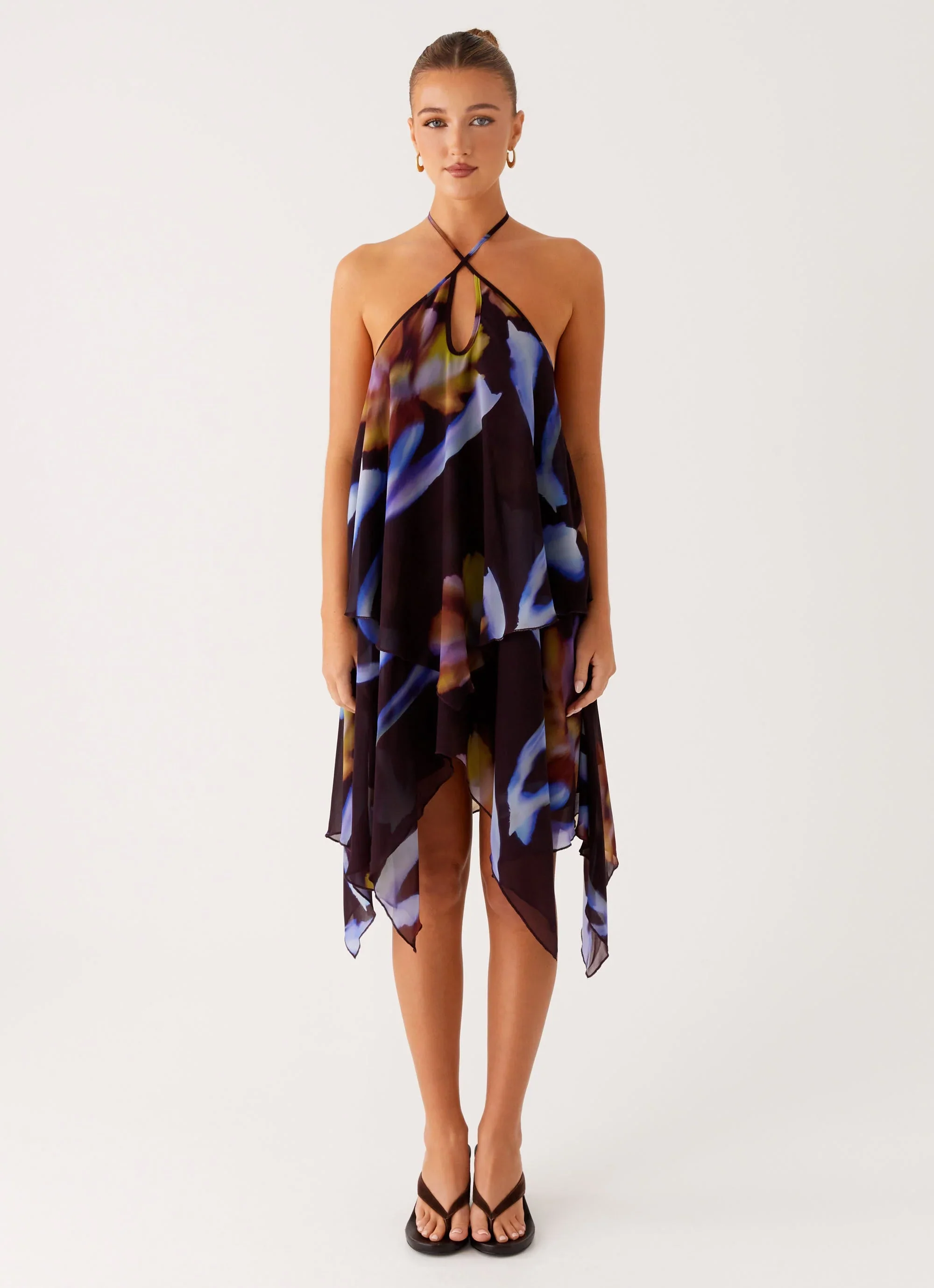 Verbena Midi Dress - Dark Floral