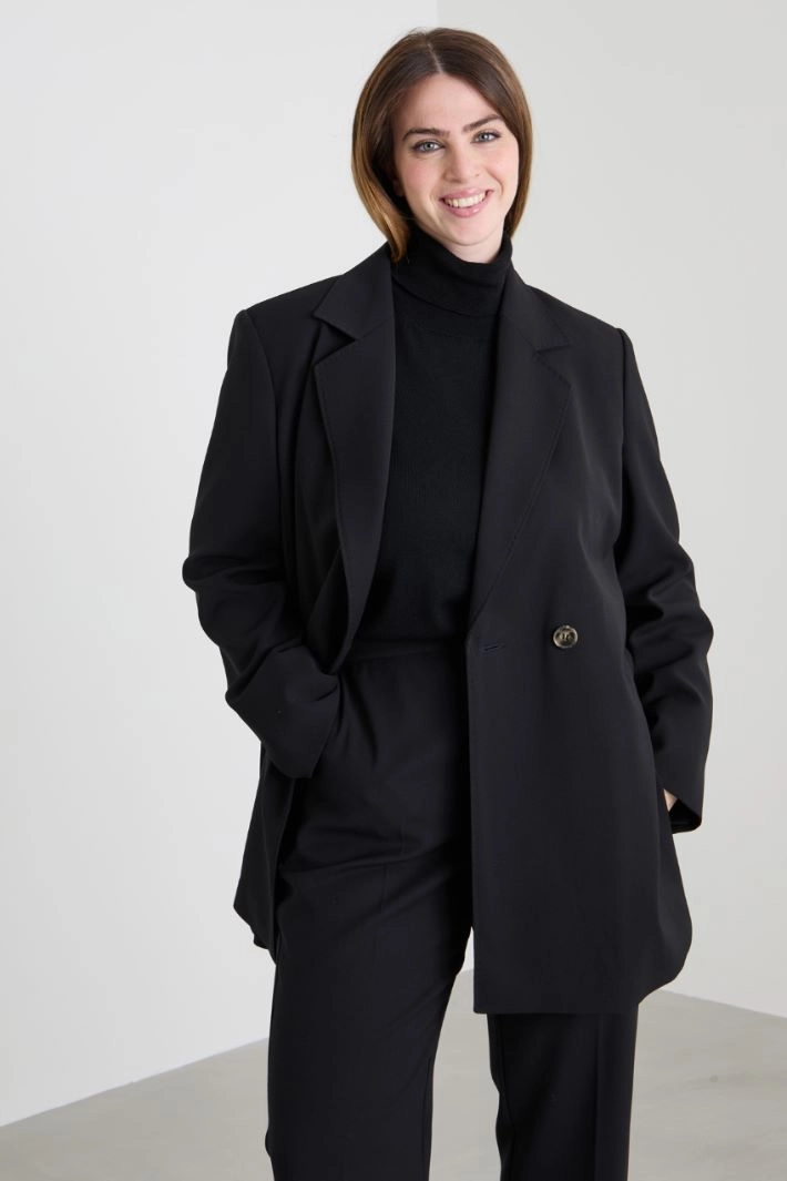 Wool crepe blazer - BLACK