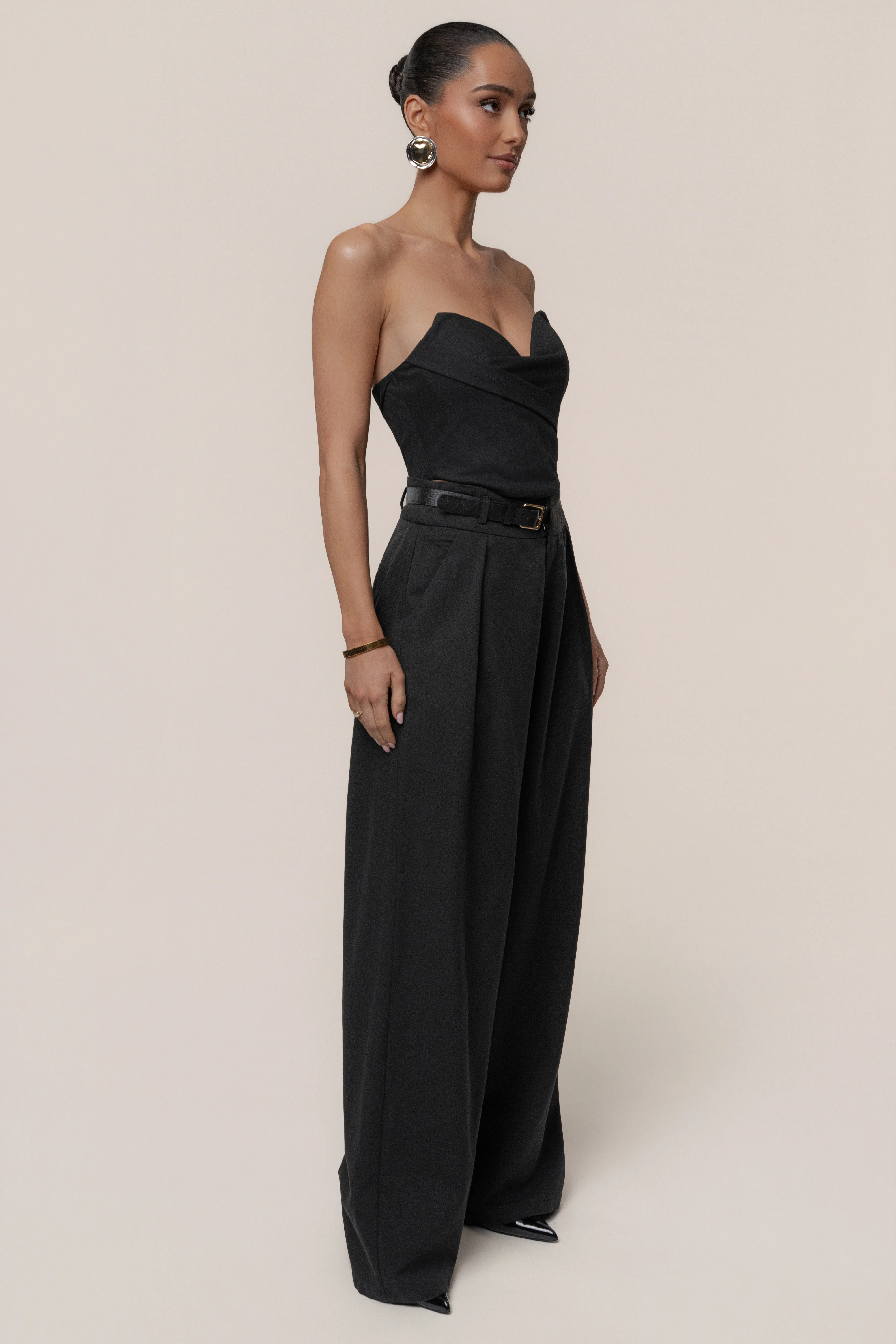 Black Everywhere Belted Trousers