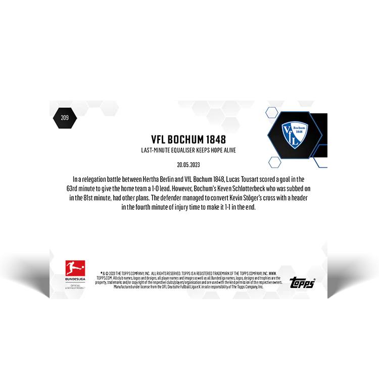 Topps UK - Last-minute equalizer keeps hope alive - Bundesliga TOPPS NOW® Card #209