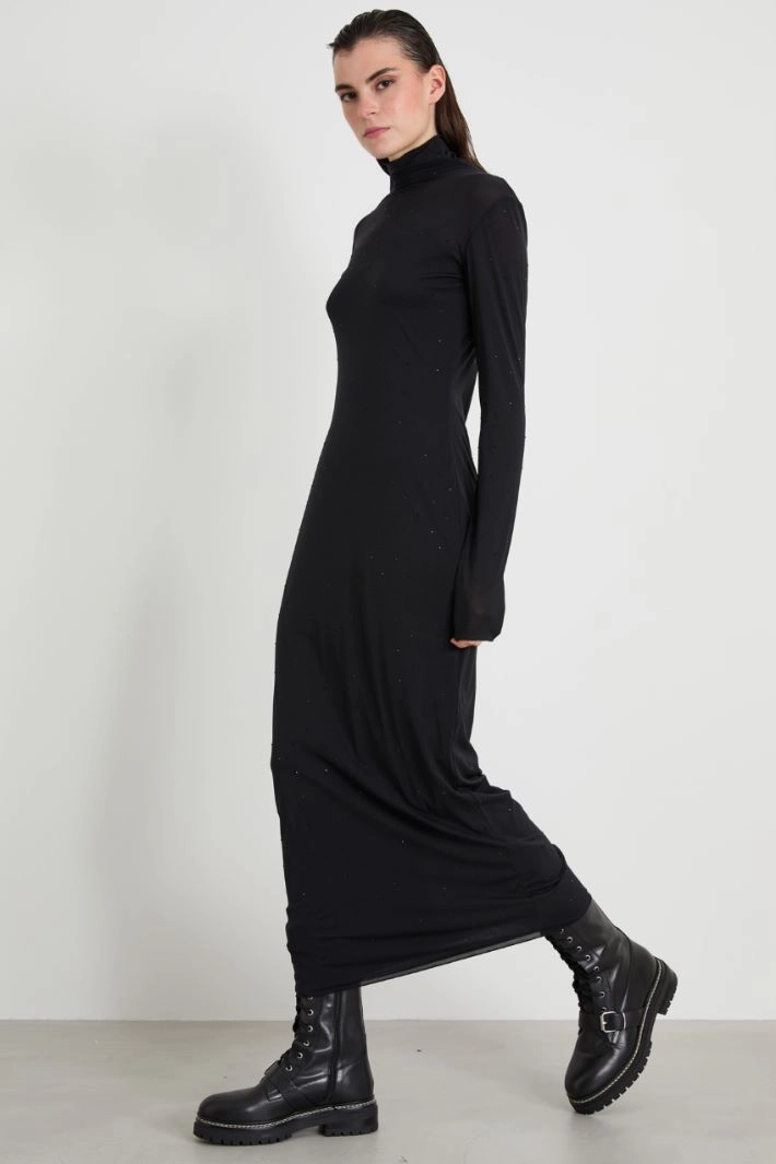 Jersey tulle dress - BLACK