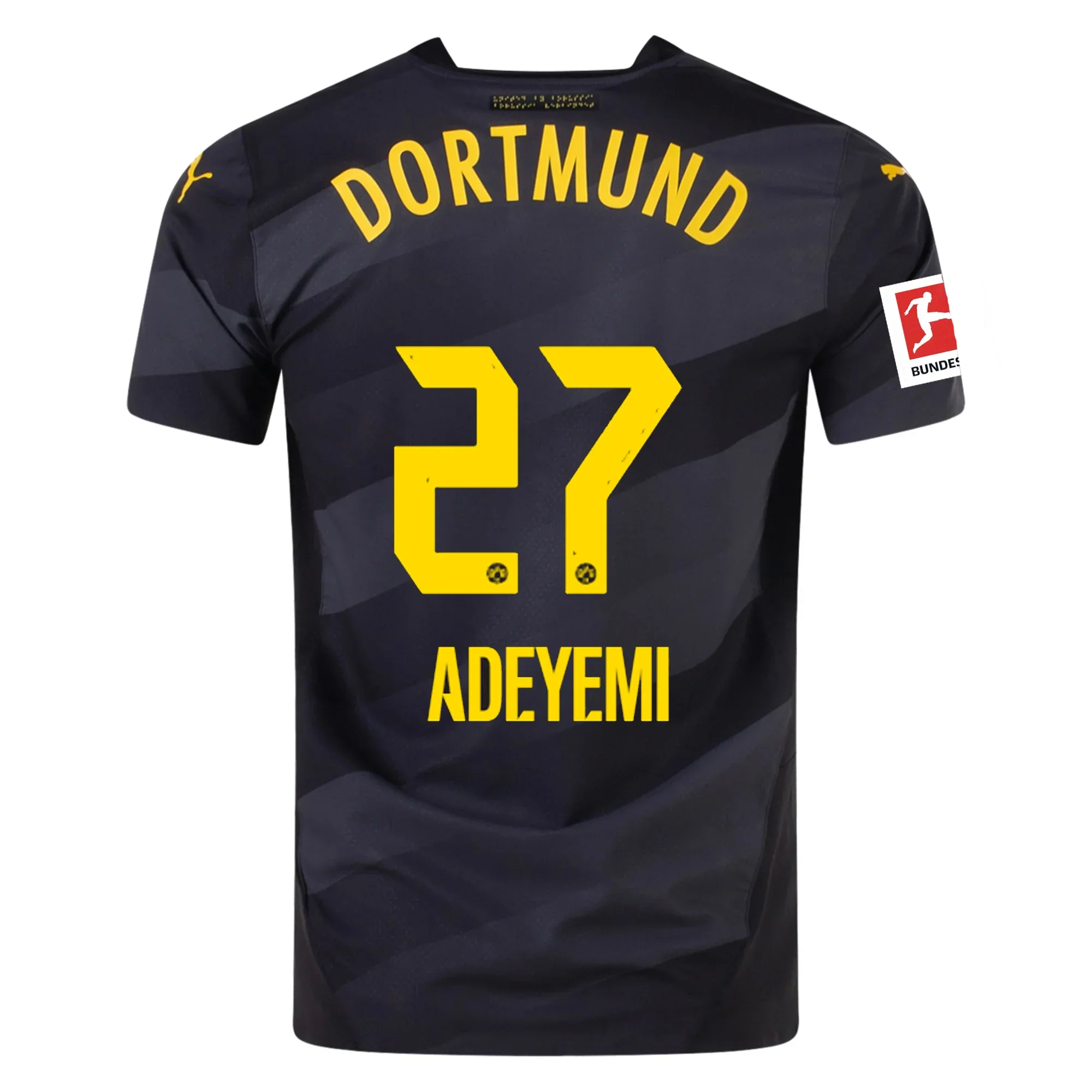 Borussia Dortmund Authentic Karim Adeyemi Away Jersey w/ Bundesliga Patch 24/25 ( Black/Faster Yellow)