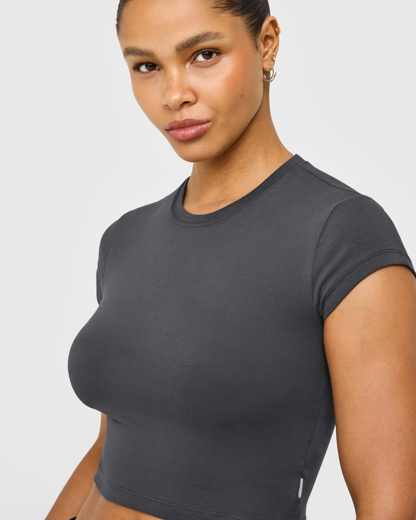 Cotton Baby T-Shirt with Grey Logo | Coal