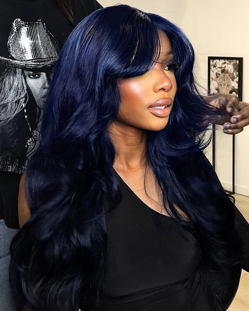 Ophirawig 13x6 Three-Go? Midnight Blue Glueless Loose Body Wave With Drawstring 100% Human Hair Wig